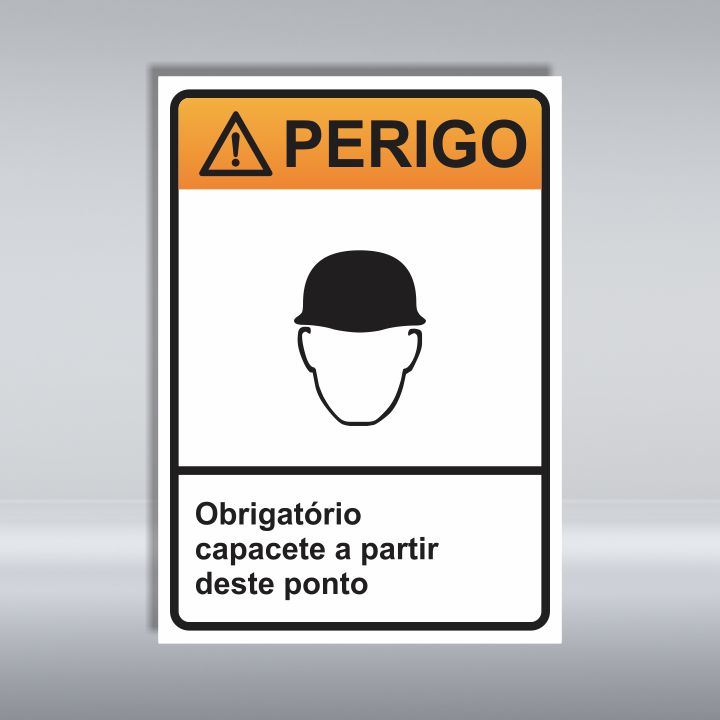 PLACA DE PERIGO | OBRIGATÓRIO CAPACETE A PARTIR DESTE PONTO